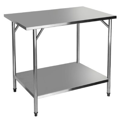 MESA AÇO INOX 304 0,90X0,50X0,85 COM PÉ DE INOX COM PRATELEIRA