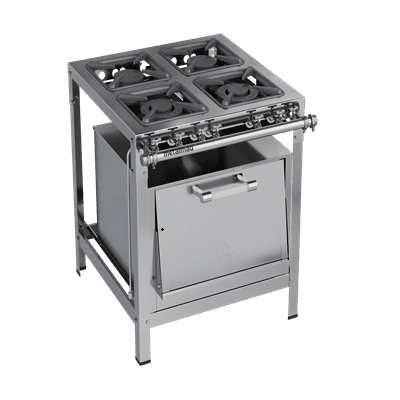 Fogão inox 4 bocas 40×40 (2QD) e forno
