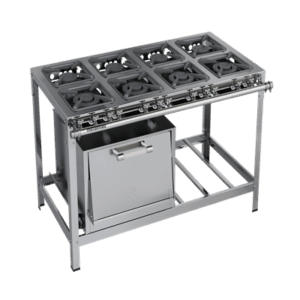Fogão inox 8 bocas 40×40 (4QD) e forno Fogão inox 8 bocas 40×40 (4QD) e forno