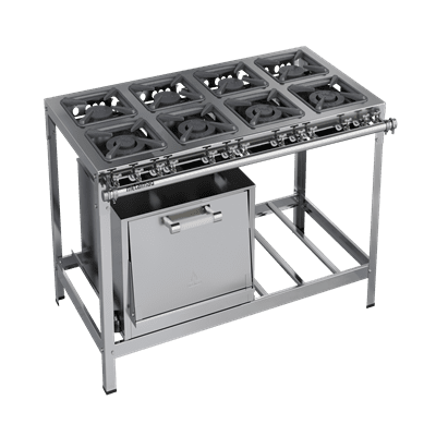 Fogão inox 8 bocas 40×40 (4QD) e forno
