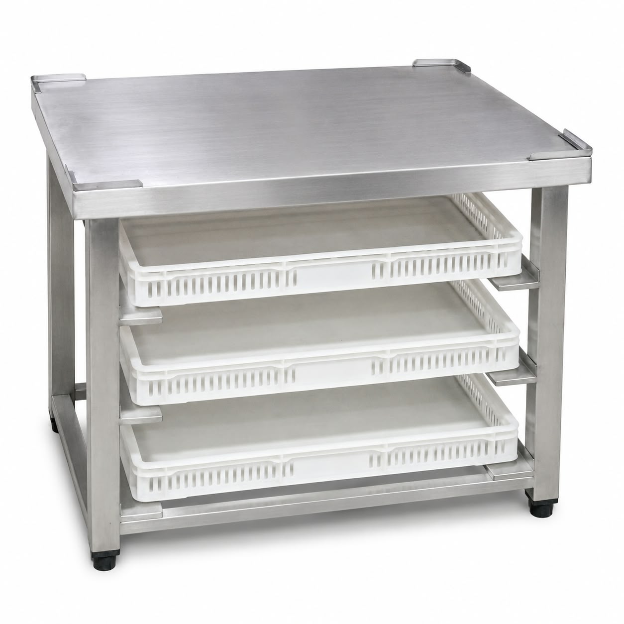 MESA AÇO INOX 430 77x84x63 COM Suporte para caixas 60x40x7