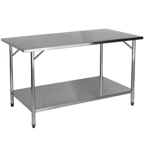 MESA AÇO INOX 430 1,90X0,90X0,85 COM PÉ DE INOX COM PRATELEIRA
